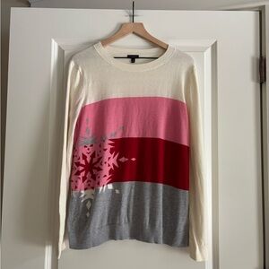 Talbots Cream, Pink, Red, and Gray Sweater